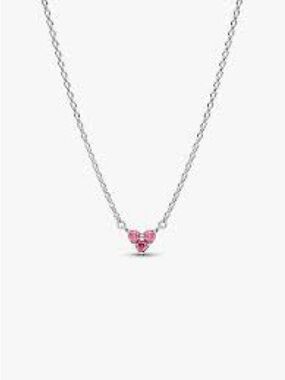 Delicate Silver Necklace with Pink Heart Charm